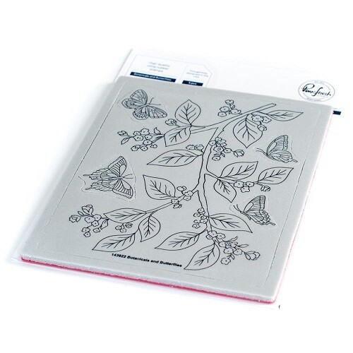 PinkFresh Studio - Cling Rubber Stamp - Botanicals & Butterflies - 143922 