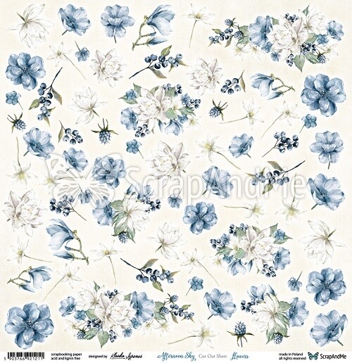 ScrapAndMe - Afternoon Sky - Flowers - Fussy Cutting  12 x 12 Sheet