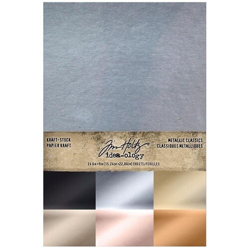 Tim Holtz - idea-ology - Kraft-Stock Paper Stack - Metallics Classics - TH94227 - 6" x 9" - 24 Sheets