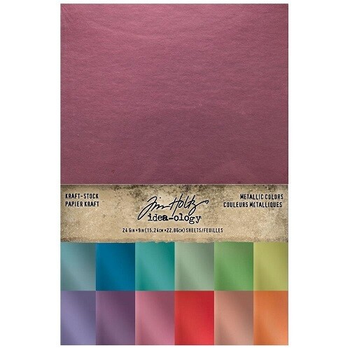 Tim Holtz - idea-ology - Kraft-Stock Paper Stack - Metallics Colours - 6" x 9" - 24 Sheets - TH94228 