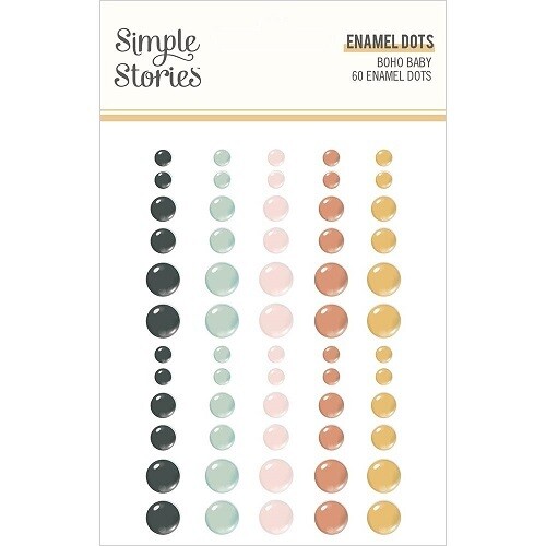 Simple Stories - Boho Baby Collection - Enamel Self Adhesive Dots - BHO17525 - 60 pcs