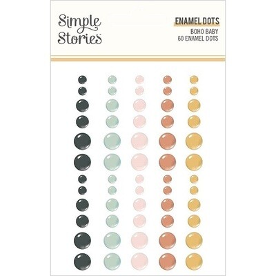 Simple Stories - Boho Baby Collection - Enamel Self Adhesive Dots - BHO17525 - 60 pcs