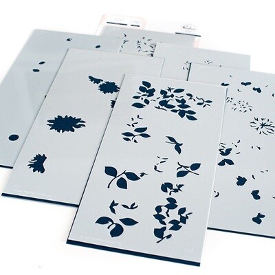 PinkFresh Studio - Dahlia - Layered Stencil - Slimline 4&quot; x 9&quot; - 145922 - 6 pcs