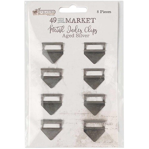 49 &amp; Market - Curators Essential Collection - Metal Index Clips - Aged Silver - VAC35564 - 8 pcs