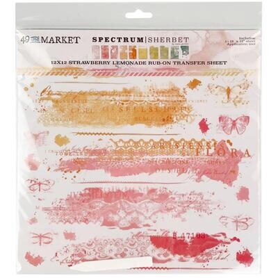 49 & Market - Spectrum Sherbet Collection - Rub On Transfer - Strawberry Lemonade - 12 x 12 - SS36431