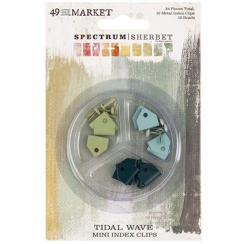 49 & Market - Spectrum Sherbet Collection - Mini Metal Index Clips & Brads - Tidal Wave - SS36554 - 24 pcs
