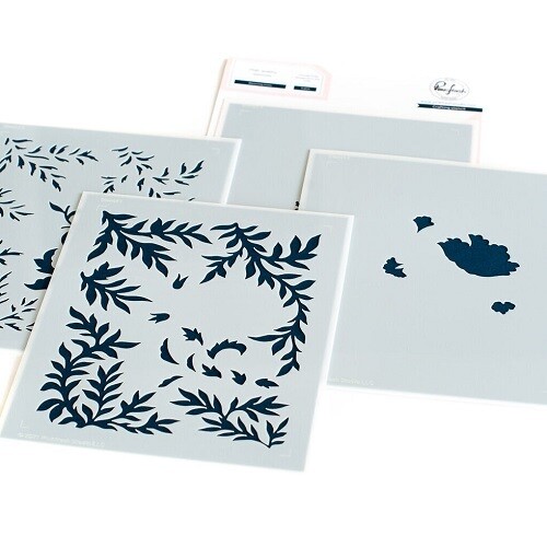 PinkFresh Studio - Blooming Vines - Layered Stencil - 150022 - 4 pcs