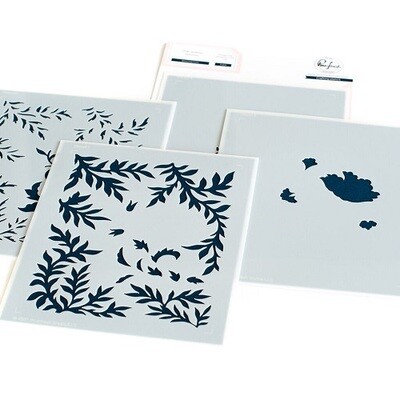 PinkFresh Studio - Blooming Vines - Layered Stencil - 150022 - 4 pcs