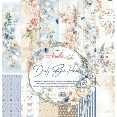 Asuka Studios - Dusty Blue Floral - 6" x 6" Paper Pack - MP-60904 - 24 sheets