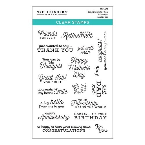 Spellbinders - Clear Stamp Set - Sentiments For You - STP-079