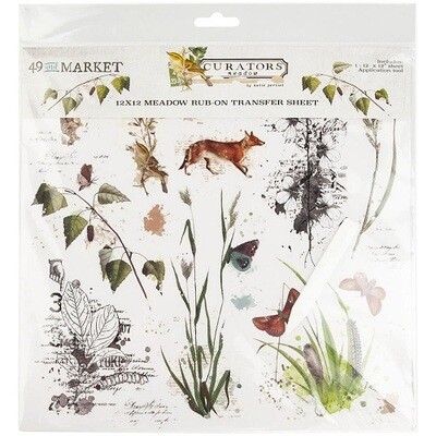 49 &amp; Market - Curators Meadow Collection - 12&quot; x 12&quot; Rub On Transfers - CM36707