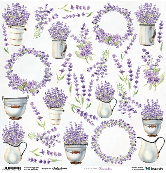 ScrapAndMe - Lavender Flowers - Fussy Cutting  12 x 12 Sheet