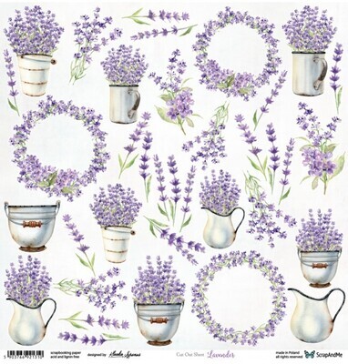 ScrapAndMe - Lavender Flowers - Fussy Cutting  12 x 12 Sheet