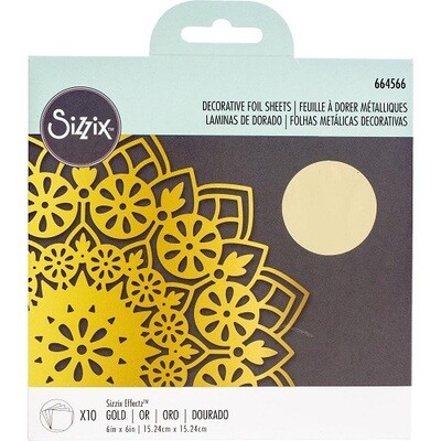 Sizzix Effectz - Deco Foil - Gold - 6&quot; x 6&quot; -  664566 - 10 Sheets