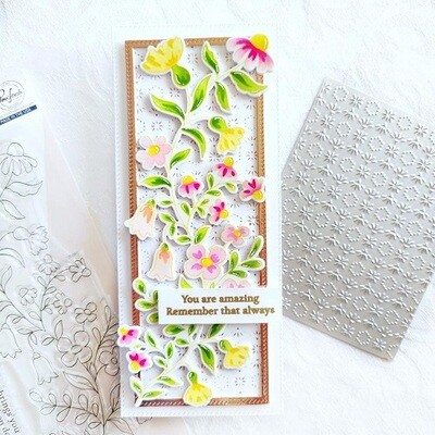 PinkFresh Studio - Slimeline - Clear Polymer Stamp - Wildflower  - 4" x 12" - 150722