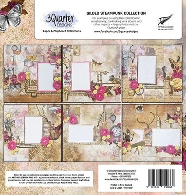 3 Quarter Designs - 12 x 12 Paper Pack - Gilded Steampunk  