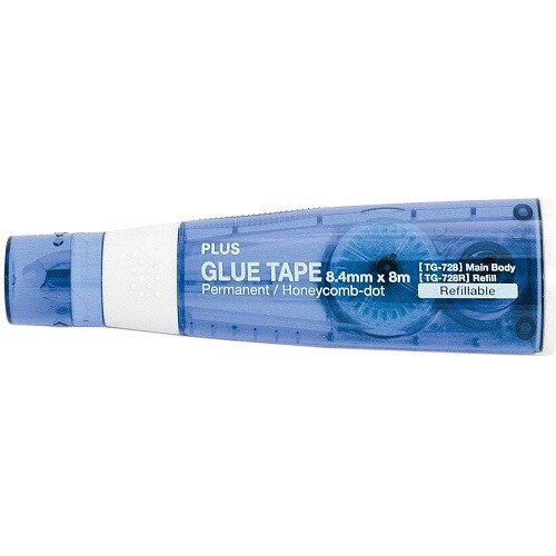 Plus Corporation - Glue Roller Dispenser - .33" x 26' - (8.4mm) - TG728R - Refill - Blue