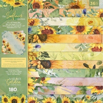 Crafters Companion - Natures Garden Sunflower Collection - 12 x 12 - Paper Pad - NG-SUN-PAD12