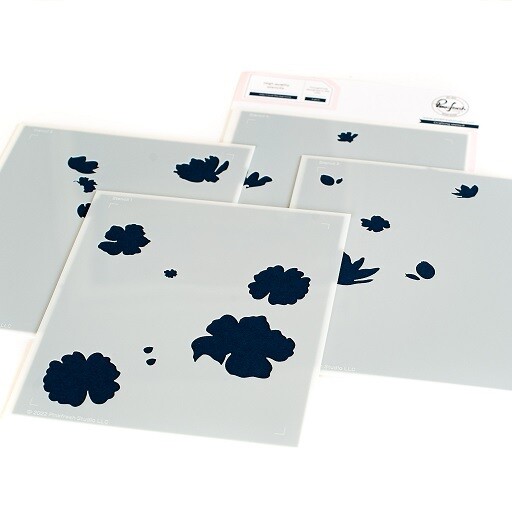 PinkFresh Studio - Inky Floral Background - Layered Stencil - 161622 - 4 pcs