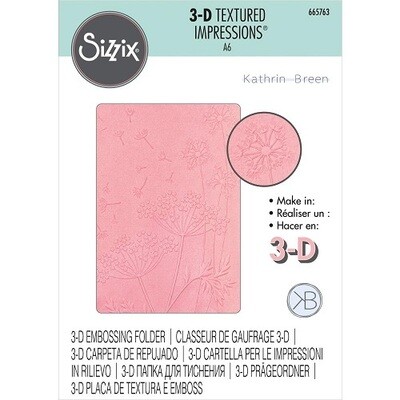 Sizzix - Designed by Kath Breen - 3D Textured Impressions - Embossing Folder - Summer Wishes - 665763
