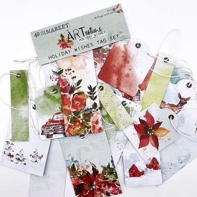 49 &amp; Market - ArtOptions - Holiday Wishes Collection - Tag Set - AHW38305 - 18pcs