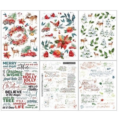 49 &amp; Market - Artoptions - Holiday Wishes Collection - Rub On Transfer Sheets - 6" x 8" - VB38282 - 2 Sheets