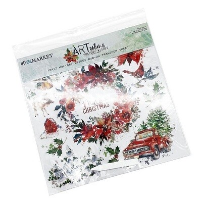 49 &amp; Market - ArtOptions - Holiday Wishes Collection - 12&quot; x 12&quot; Rub On Transfer Sheets - AHW38299