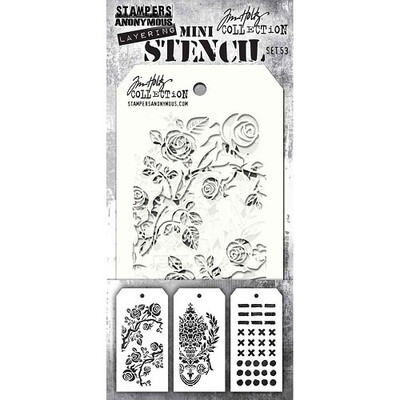 Tim Holtz - Stampers Anonymous - Layering Stencil - Mini - Set#53 - 3 pcs - MTS53