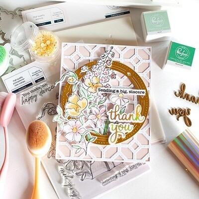 PinkFresh Studio - Hot Foil Plate - Sentiments - Thank you - 169422