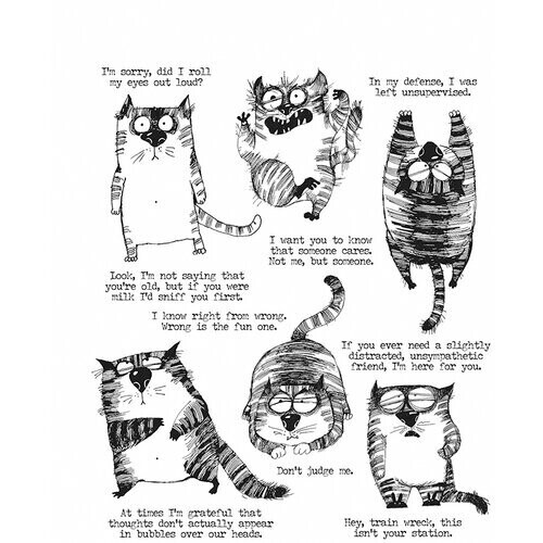 Stampers Anonymous - Tim Holtz Cling Rubber Stamps - Halloween - Snarky Cat - 7&quot; x 8.5&quot; - CMS407