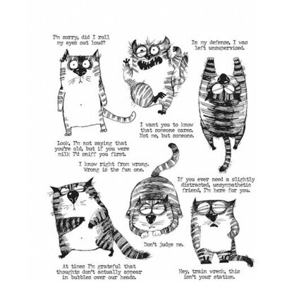 Stampers Anonymous - Tim Holtz Cling Rubber Stamps - Halloween - Snarky Cat - 7" x 8.5" - CMS407