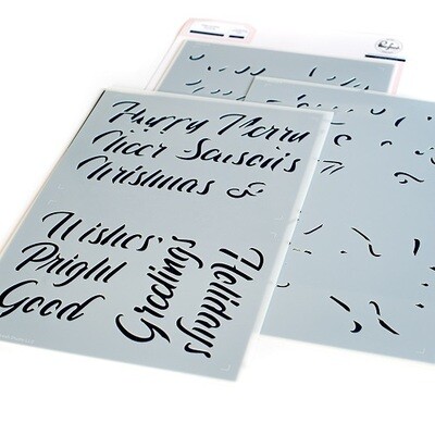 PinkFresh Studio - Brushed Sentiments Holiday -Layered Stencil - 174422 - 3 pcs