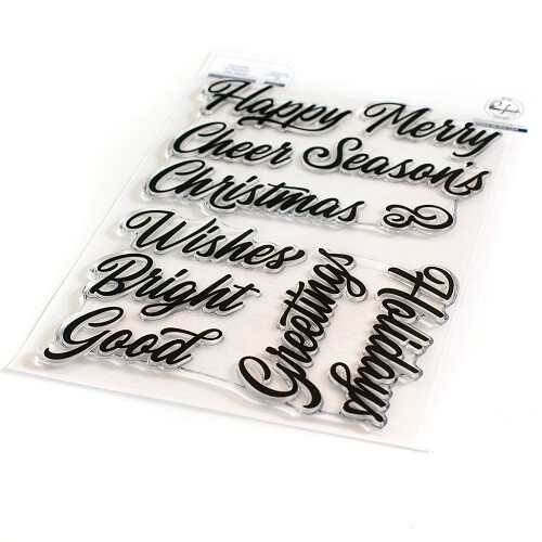 PinkFresh Studio - Clear Stamp - 6&quot; X 8 &quot; - Brushed Sentiments - Holiday - 174222