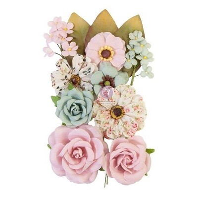 Prima Marketing - Mulberry Paper Flowers - My Sweet Collection - Sewn Together - 652876 - 12 pcs