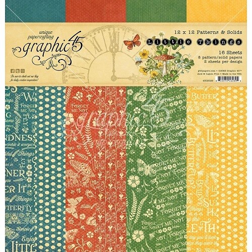 Graphic 45 - Little Things Collection - Patterns &amp; Solids paper Pack - G4502528