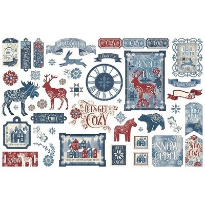 Graphic 45 - Let's Get Cozy Collection - Ephemera - G4502516 - 39 pcs