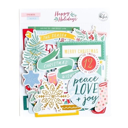 PinkFresh Studio - Happy Holidays Collection - Ephemera Cardstock Die Cuts - 171522 - 46 pcs