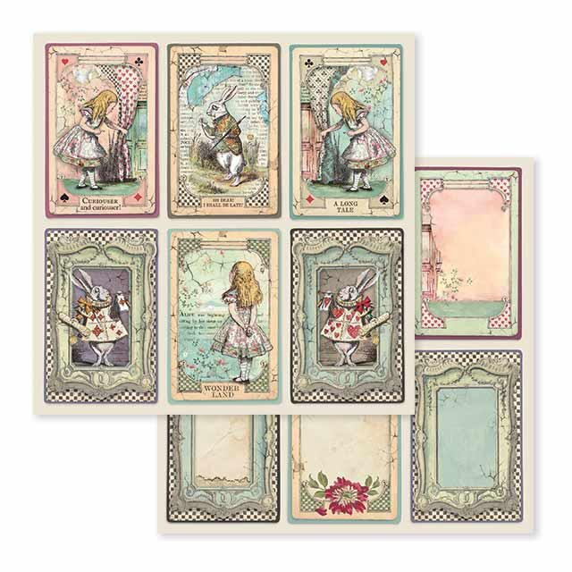 Stamperia - 12 x 12 Single Sheet - Alice In Wonderland - 6 Card Sheet - SBB584