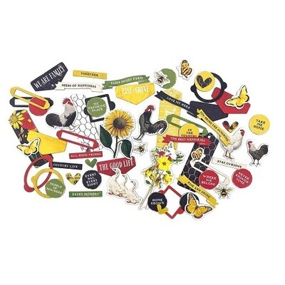 49 &amp; Market - Vintage Artistry - Countryside Collection - Chipboard Bits - VAC38787 - 63 pcs