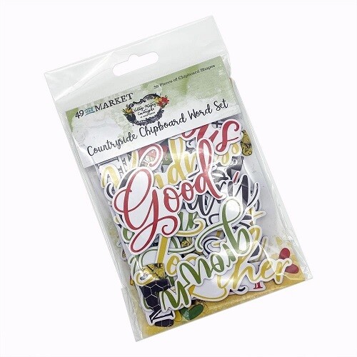 49 &amp; Market - Vintage Artistry - Countryside Collection - Chipboard Words - VAC38770 - 59 pcs