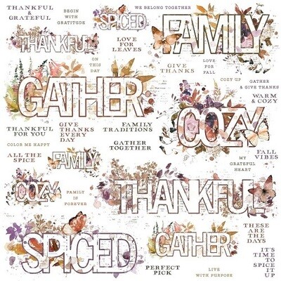 49 &amp; Market - ArtOptions - Plum Grove Collection - 12" x 12" - Rub On Transfer - Sentiments - APG38534