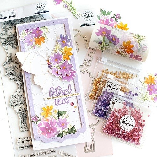 PinkFresh Studio - Washi Tape - Whimsical Blooms - 153422 - 4&quot; x 11 yds