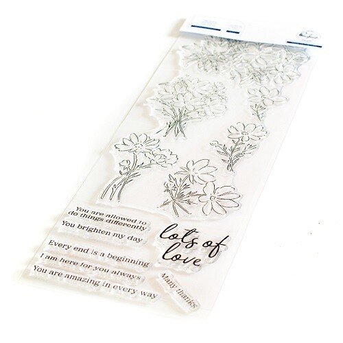 PinkFresh Studio - Whimsical Blooms - Clear Stamp - 4&quot; x 12&quot; - 153122 