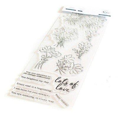PinkFresh Studio - Whimsical Blooms - Clear Stamp - 4&quot; x 12&quot; - 153122 