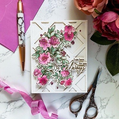 PinkFresh Studio - Indigo Roses - Layered Stencil - 4" x 9" - 179422 - 4 pcs