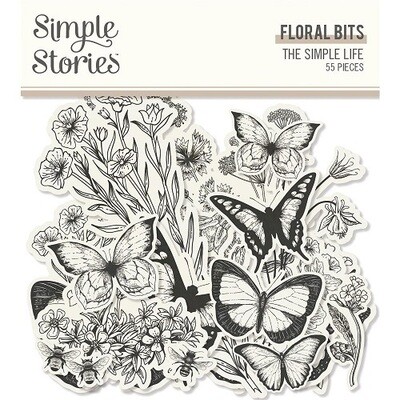 Simple Stories - The Simple Life Collection - Simple Life Bits &amp; Pieces Die Cuts - Floral - 18818 - 55 pcs