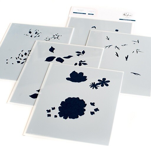 PinkFresh Studio - Dreamy Florals - Layered Stencil - 176822 - 5 pcs