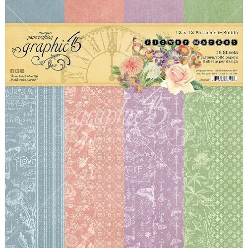 Graphic 45 - Flower Market - 12 x 12 - Paper Pad - Pattern &amp; Solids - G4502559
