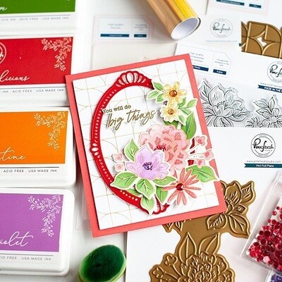 PinkFresh Studio - Hot Foil Plate - Dreamy Florals - 181522