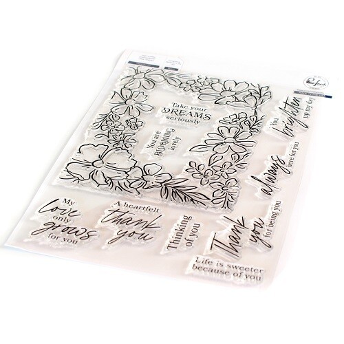 PinkFresh Studio - Clear Stamp - 6&quot; x 8&quot; -  Floral Border - 182622